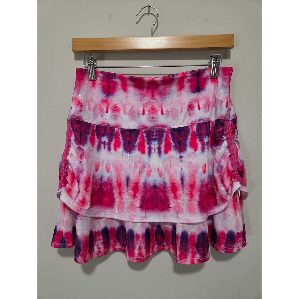 Lucky‎ in Love Womens Pink Tie Dye Metallic Ruffle Tennis Skort Size S (4-6)